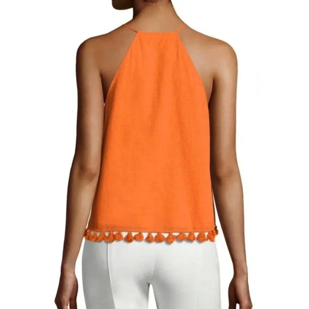TORY BURCH Lindsay Cotton Tassel Trapeze Halter Tank Top Net-A-Porter 8 M $375